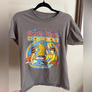 Gray Graphic Tee with Retro Design